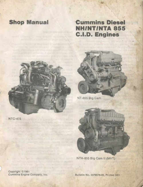 Manual de taller Cummins NT855 NTA855 Big Cam